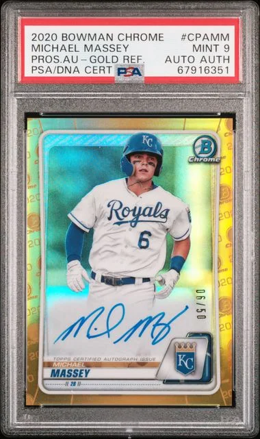 2020 Bowman Chrome Michael Massey Prospect Autographs Gold Refractor #PCAA-MM card image