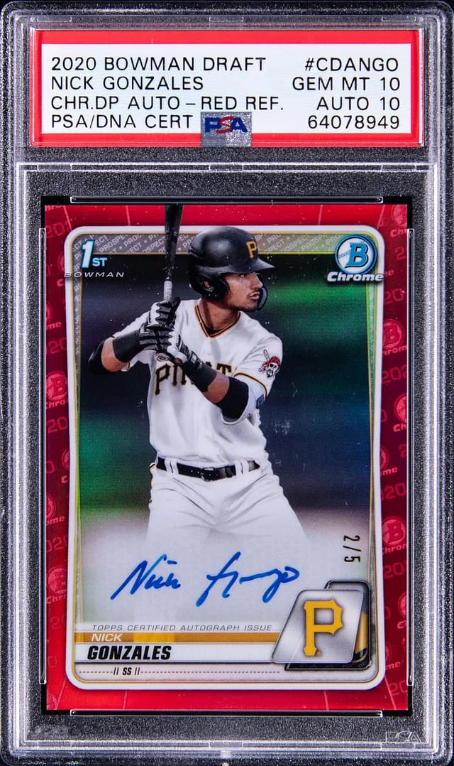 2020 Bowman Chrome Nick Gonzales Pick Autographs Red Refractor #CDA-NGO card image
