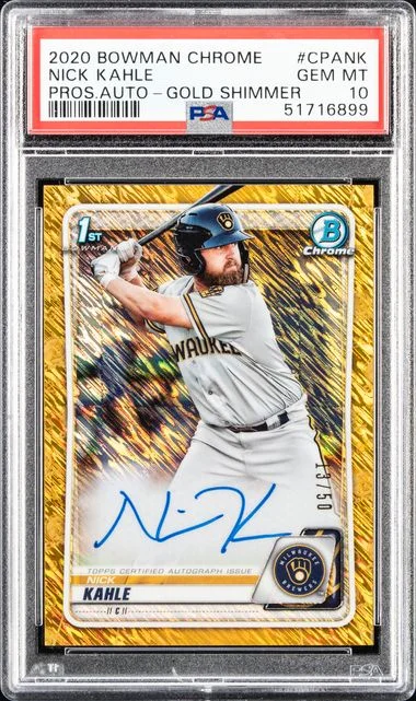 2020 Bowman Chrome Nick Kahle Prospect Autographs Gold Shimmer #CPANK card image