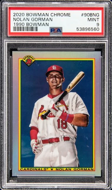 2020 Bowman Chrome Nolan Gorman 1990 Bowman #90Bng card image