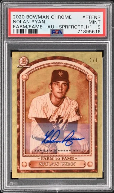 2020 Bowman Chrome Nolan Ryan Farm To Fame Autographs SuperFractor #FTF-NR card image