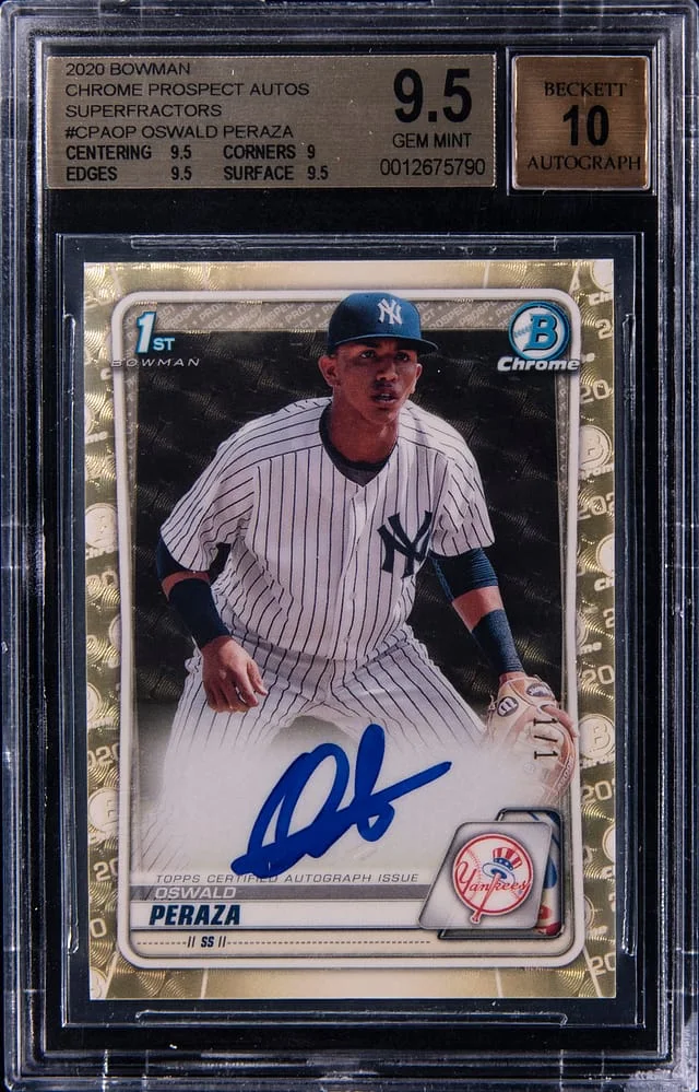 2020 Bowman Chrome Oswald Peraza Prospect Autographs #CPAOP card image