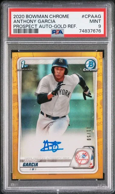 2020 Bowman Chrome Prospect Autographs Gold Refractor Cpaag Anthony Garcia #no-number card image