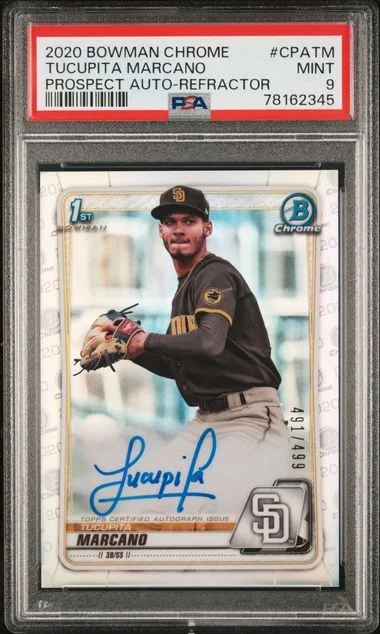 2020 Bowman Chrome Prospect Autographs Refractor Cpatm Tucupita Marcano #no-number card image