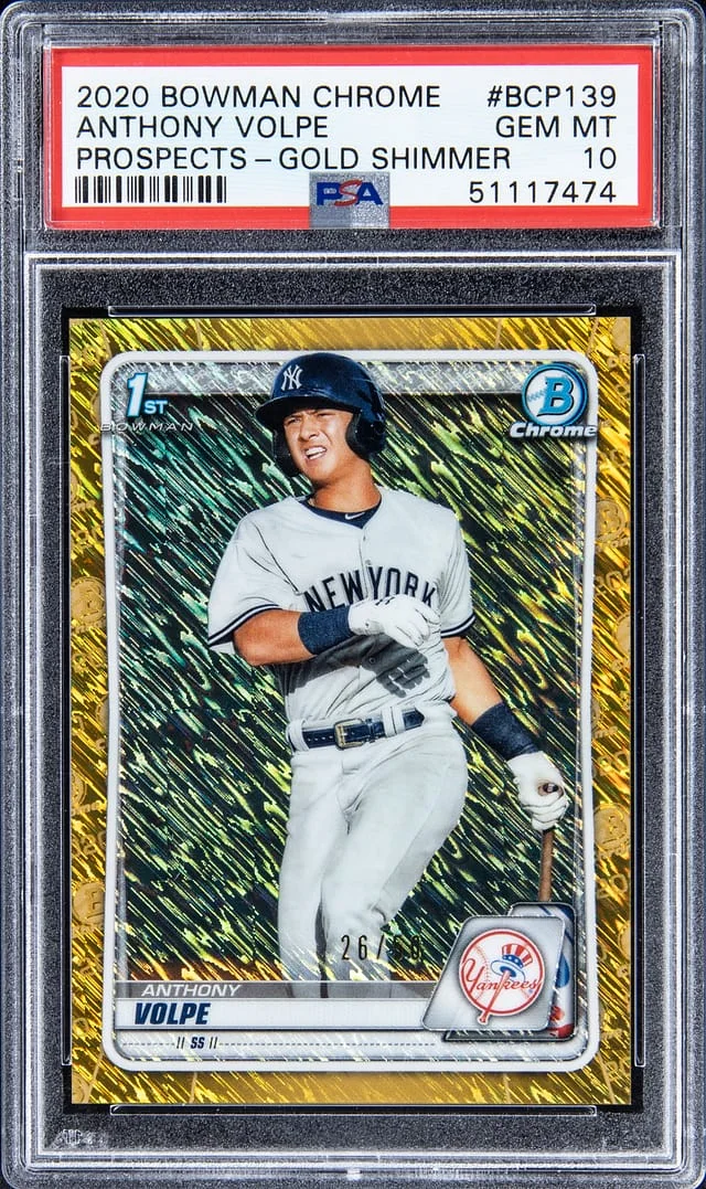 2020 Bowman Chrome Prospects Anthony Volpe Gold Shimmer Refractor #BCP-139 card image