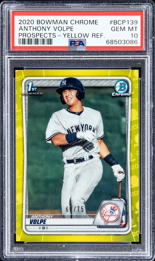 2020 Bowman Chrome Prospects Anthony Volpe Yellow Refractor #BCP139 card image