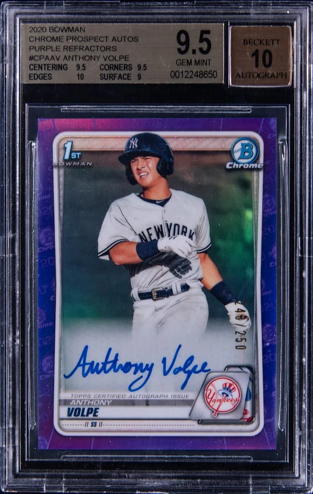 2020 Bowman Chrome Prospects Anthony Volpe Autographs Purple Refractor #CPA-AV card image