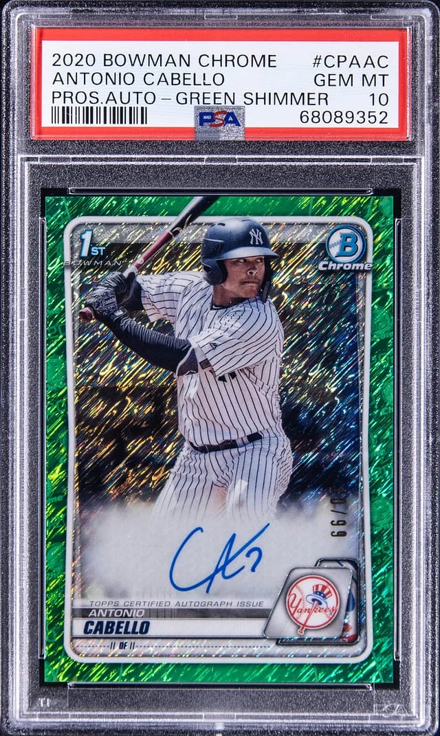 2020 Bowman Chrome Prospects Antonio Cabello Green Shimmer #CPAAC card image
