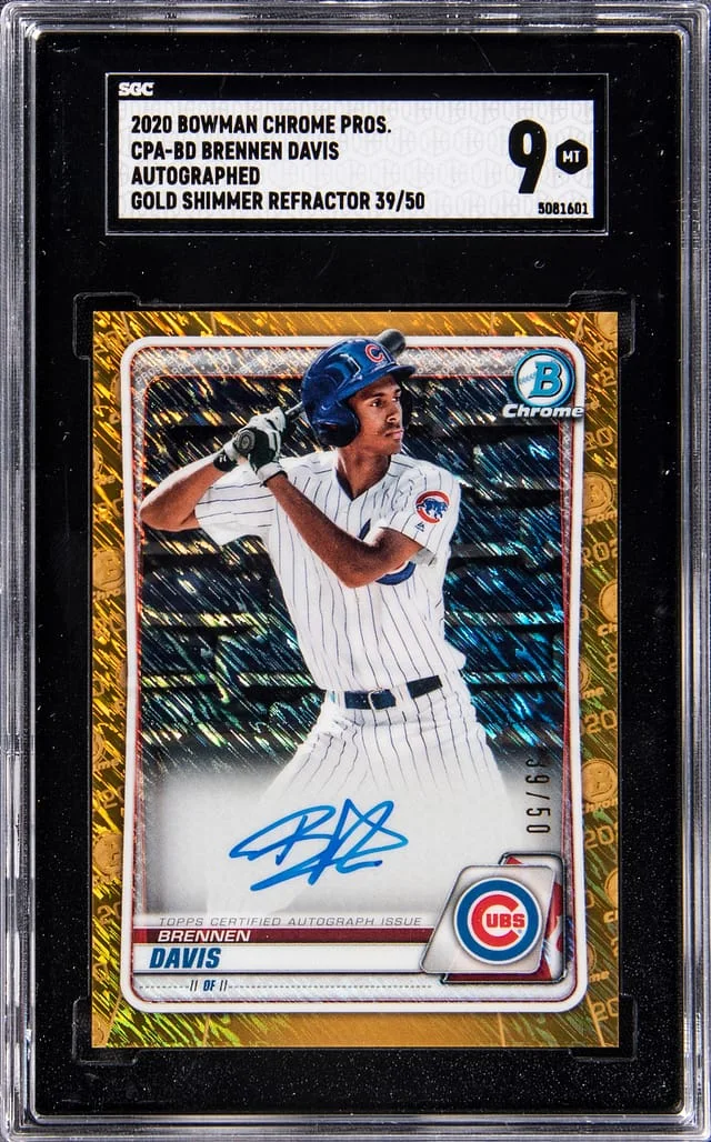 2020 Bowman Chrome Prospects Brennen Davis Autographed Gold Shimmer Refractor #CPA-BD card image