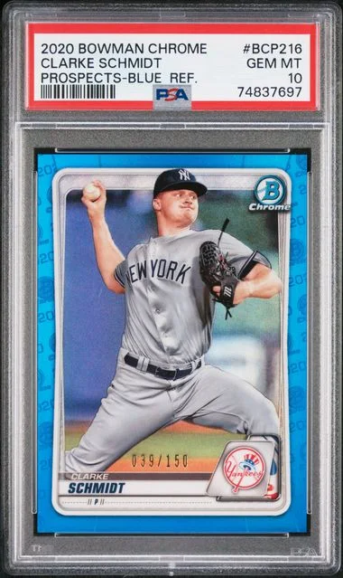 2020 Bowman Chrome Prospects Clarke Schmidt Blue Refractor #Bcp216 card image