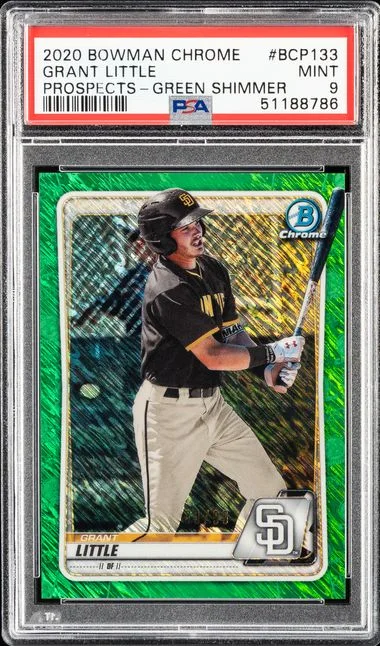 2020 Bowman Chrome Prospects Grant Little (/99) Green Shimmer #BCP133 card image