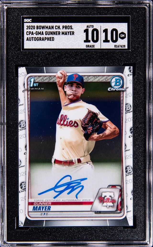 2020 Bowman Chrome Prospects Gunner Mayer Autographed #CPA-GMA card image