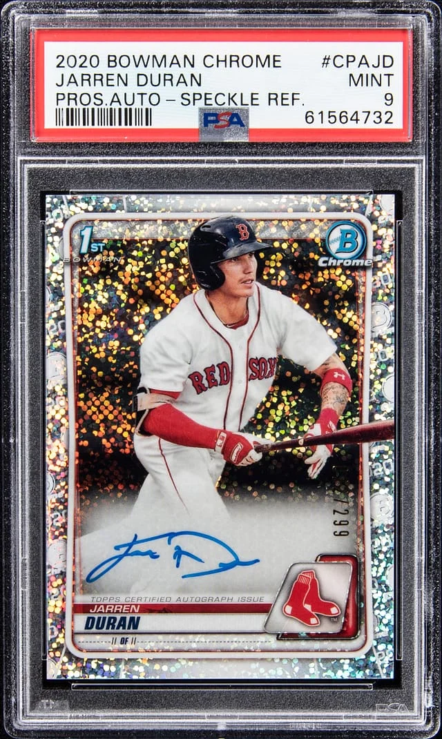 2020 Bowman Chrome Prospects Jarren Duran Autographs Speckle Refractor #CPAJD card image