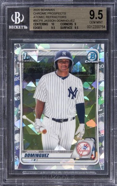 2020 Bowman Chrome Prospects Jasson Dominguez Shimmering Refractors Atomic #Bcp8 card image