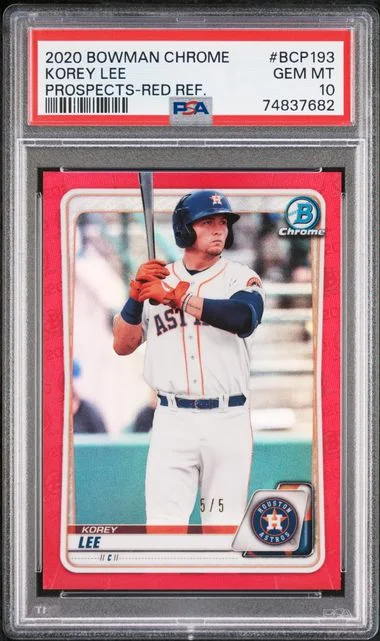 2020 Bowman Chrome Prospects Korey Lee Red Refractor #Bcp193 card image