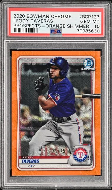 2020 Bowman Chrome Prospects Leody Taveras Orange Shimmer Refractor #BCP-127 card image