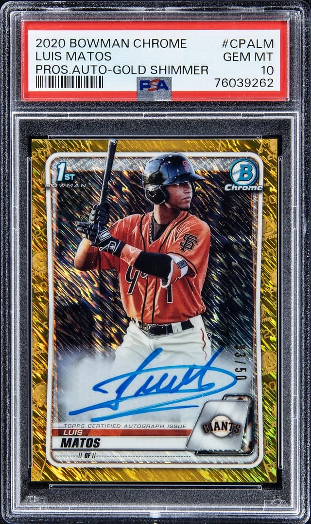 2020 Bowman Chrome Prospects Luis Matos Autograph - Gold Shimmer #CPALM card image