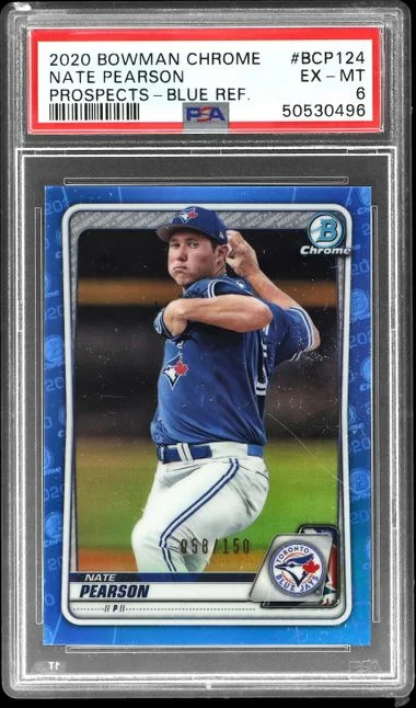 2020 Bowman Chrome Prospects Nate Pearson Blue Refractor #BCP-124 card image