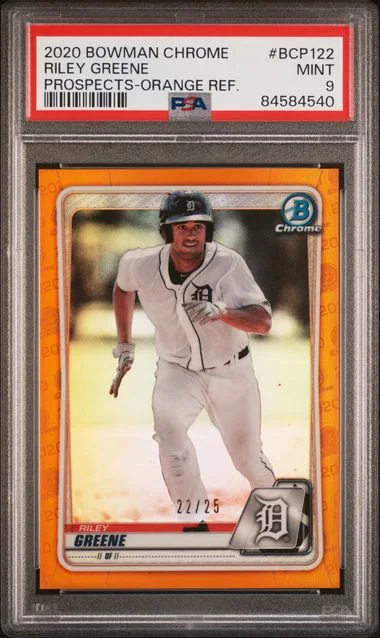 2020 Bowman Chrome Riley Greene Orange Refractor #BCP122 card image