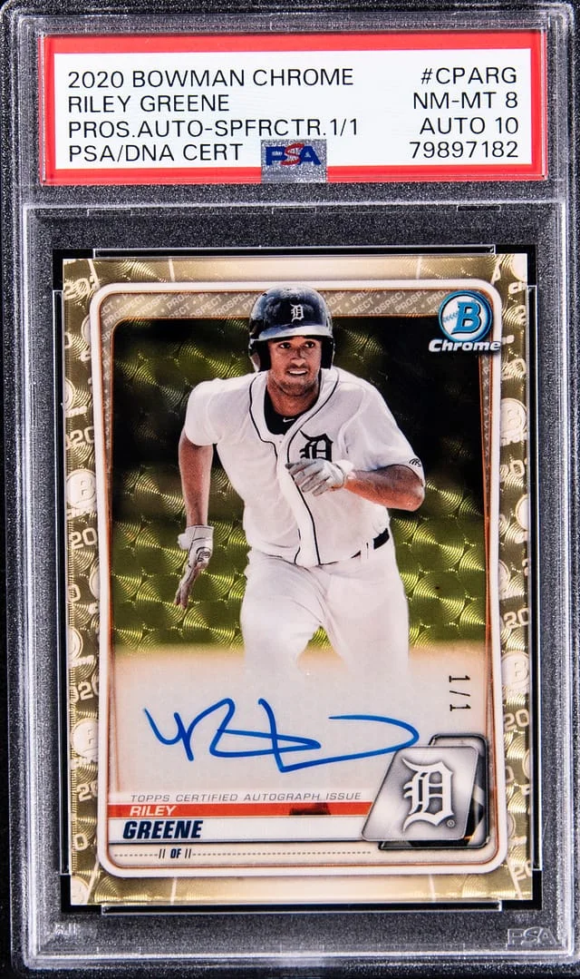 2020 Bowman Chrome Riley Greene Prospect Autographs SuperFractor #CPA-RG card image