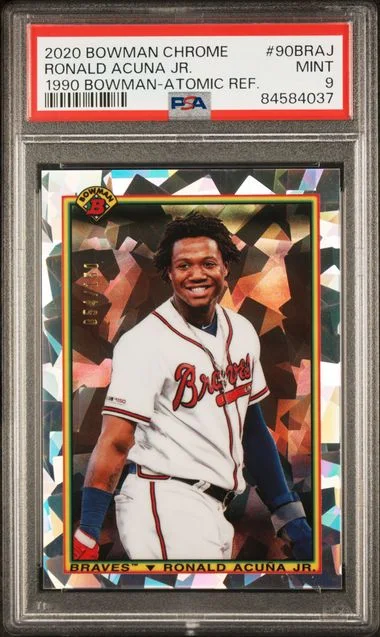 2020 Bowman Chrome Ronald Acuna Jr. 1990 Bowman Atomic Refractor #90BRAJ card image