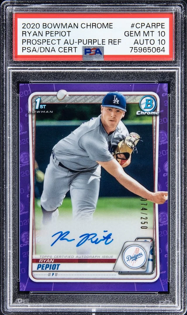 2020 Bowman Chrome Ryan Pepiot Prospect Autographs Refractor #CPA-RPE card image