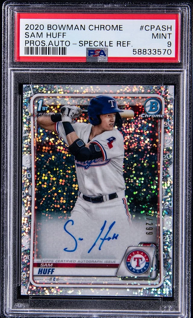 2020 Bowman Chrome Sam Huff Prospect Autograph - Speckle Refractor #CPASH card image