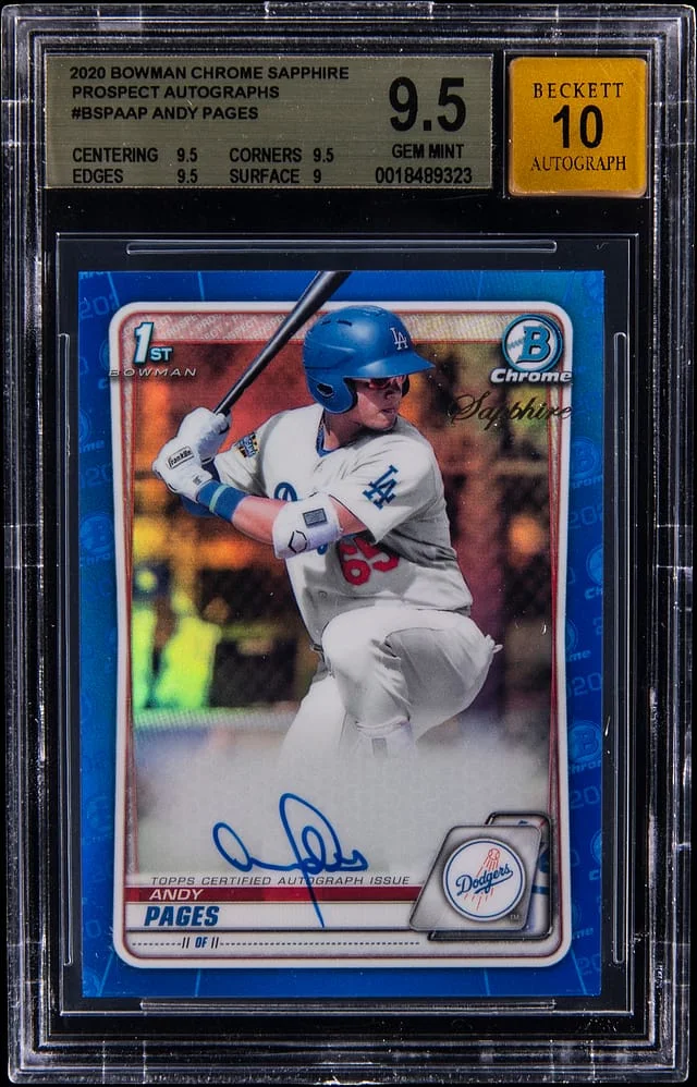 2020 Bowman Chrome Sapphire Andy Pages Prospect Autographs #BSPA-AP card image