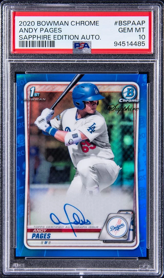 2020 Bowman Chrome Sapphire Andy Pages Edition Autograph #BSPAAP card image