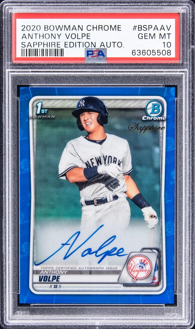 2020 Bowman Chrome Sapphire Anthony Volpe Edition Autograph #BSPAAV card image