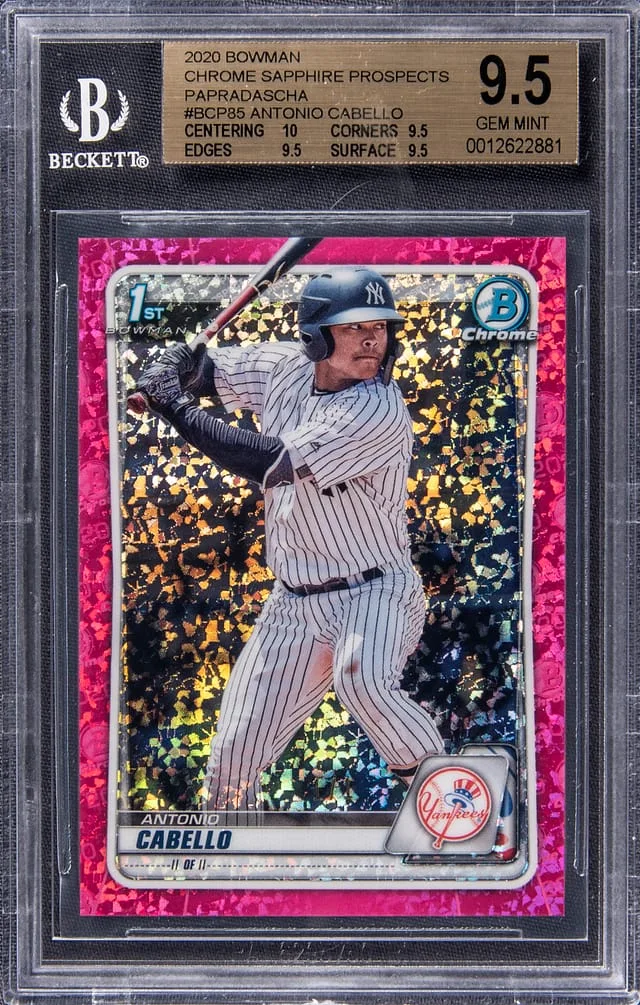 2020 Bowman Chrome Sapphire Antonio Cabello Prospects Padparadscha #BCP-85 card image