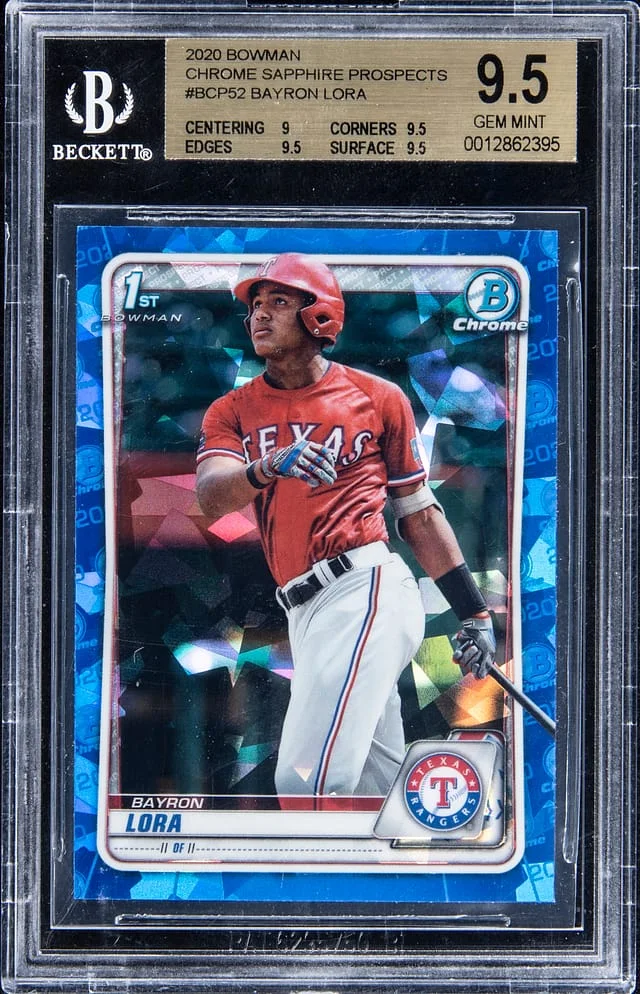2020 Bowman Chrome Sapphire Bayron Lora Prospects #BCP-52 card image