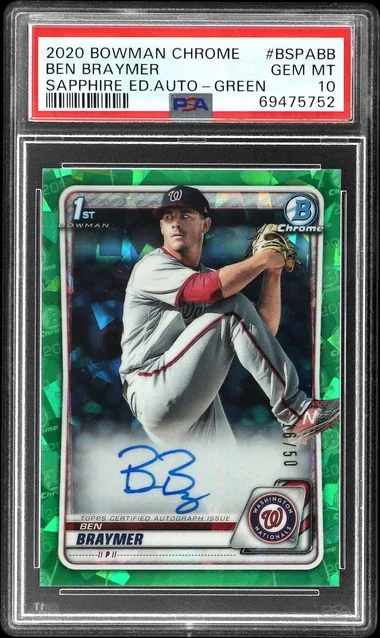 2020 Bowman Chrome Sapphire Ben Braymer Edition Autographs Green #BSPA-BB card image