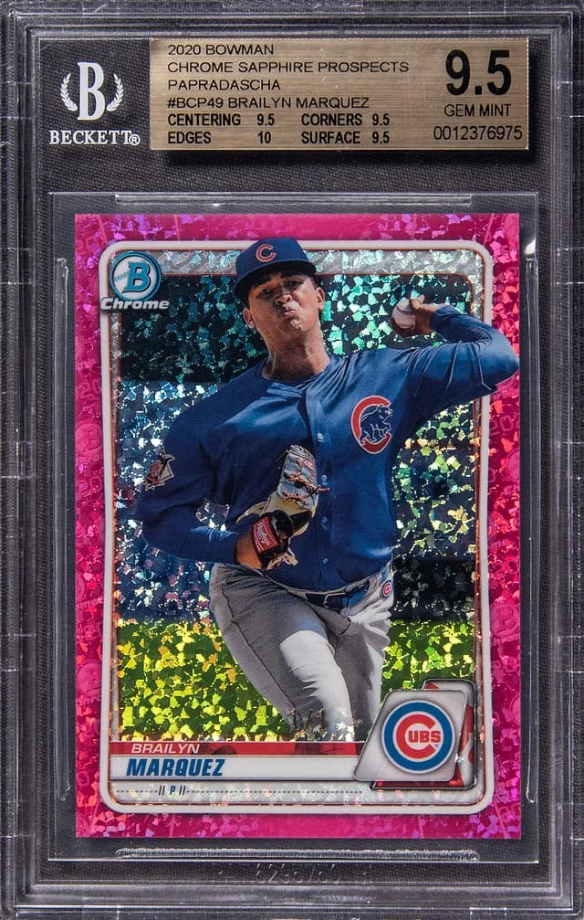 2020 Bowman Chrome Sapphire Brailyn Marquez Prospects Padparadscha #BDC-49 card image