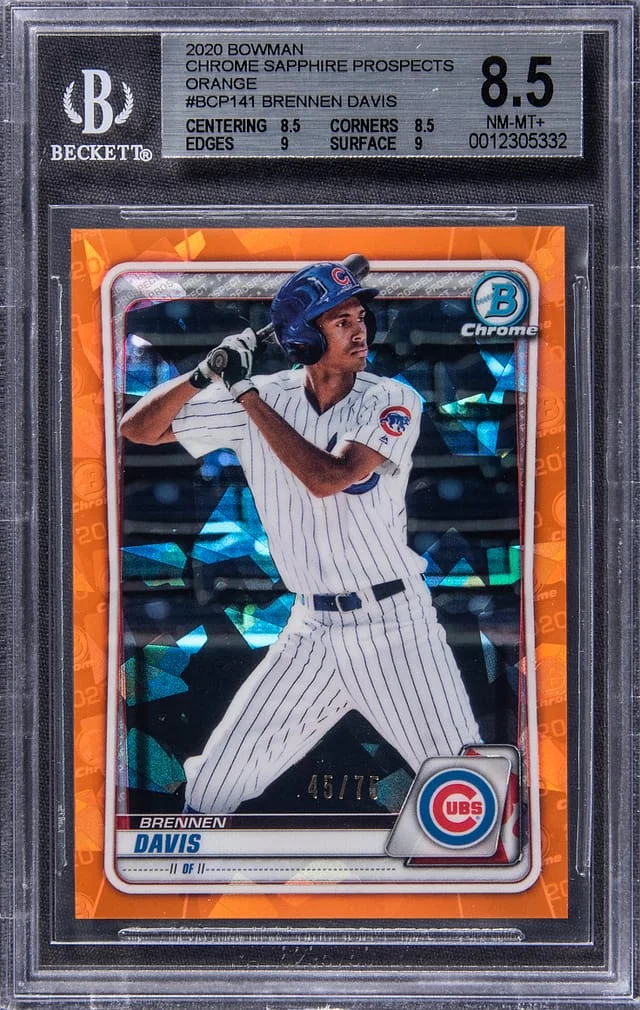 2020 Bowman Chrome Sapphire Brennen Davis Prospects Orange #BCP-141 card image