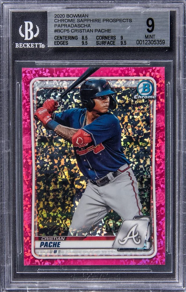 2020 Bowman Chrome Sapphire Cristian Pache Prospects Padparadscha #BCP-5 card image