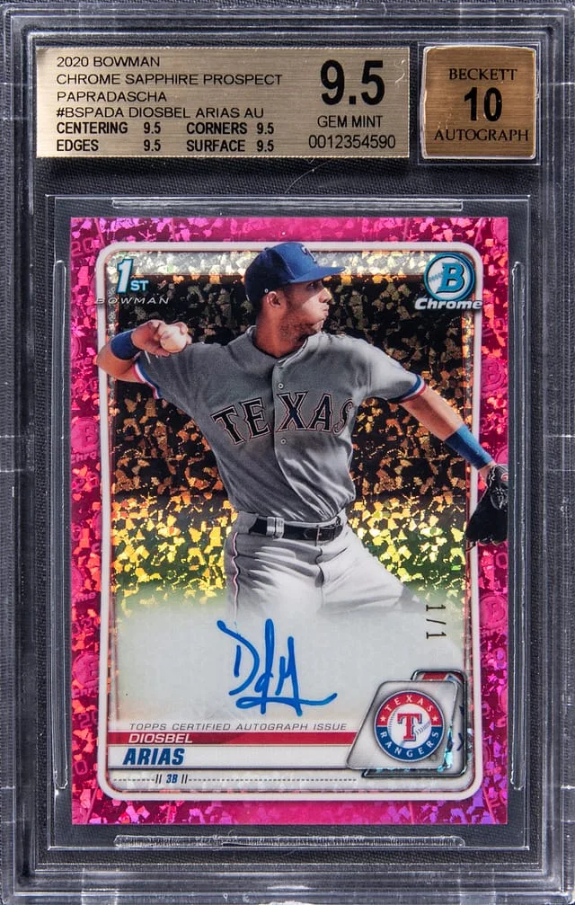2020 Bowman Chrome Sapphire Diosbel Arias Prospect Padparadscha #BSPA-DA card image