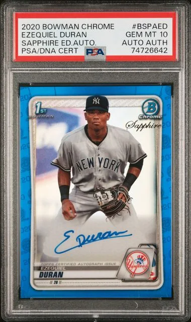 2020 Bowman Chrome Sapphire Ezequiel Duran Edition Autograph Orange #BSPA-ED card image
