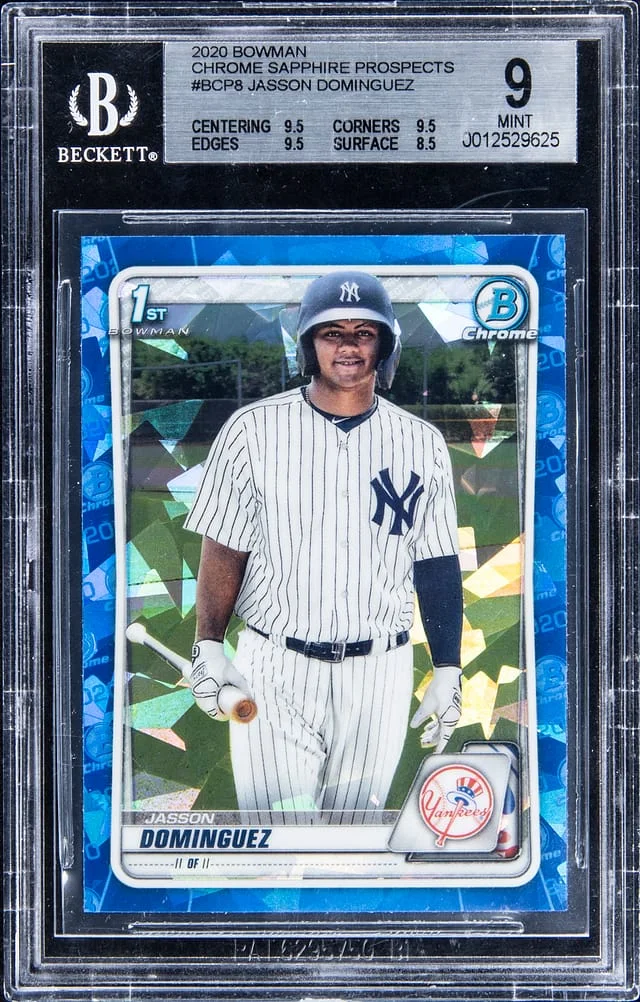 2020 Bowman Chrome Sapphire Jasson Dominguez Prospects #BCP-8 card image