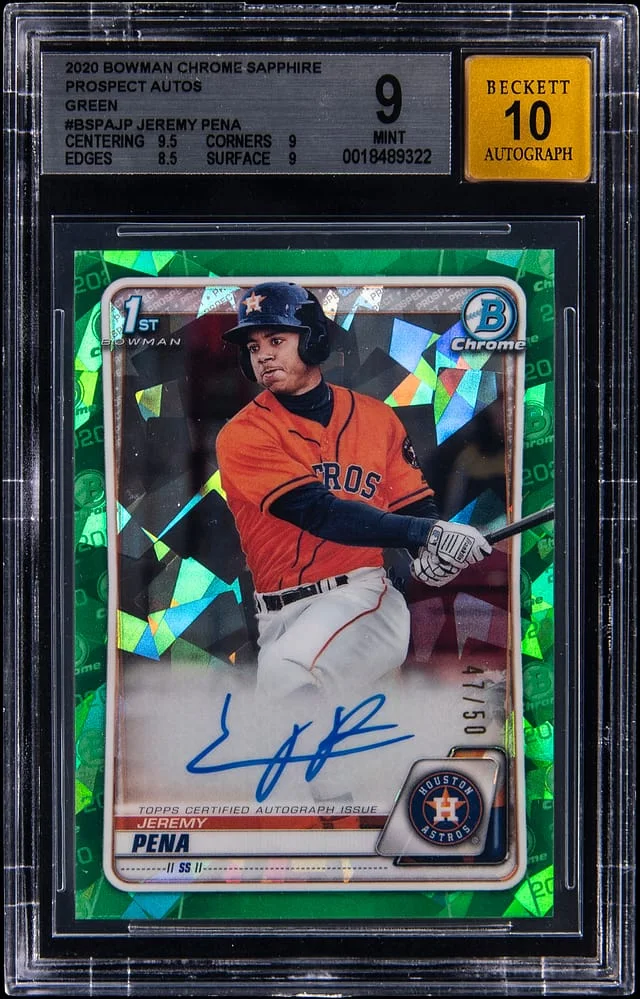 2020 Bowman Chrome Sapphire Jeremy Pena Edition Autograph #BSPA-JP card image