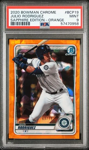2020 Bowman Chrome Sapphire Julio Rodriguez Edition Orange #Bcp19 card image