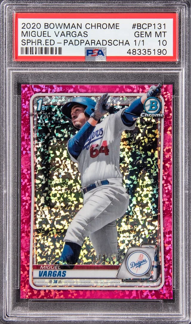 2020 Bowman Chrome Sapphire Miguel Vargas Edition Padparadscha #BCP-131 card image