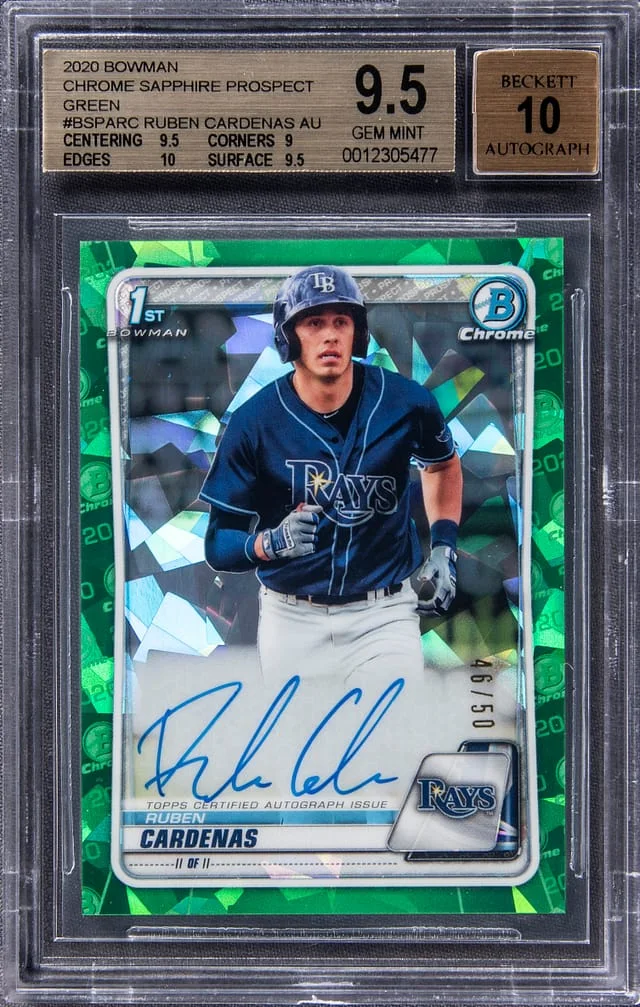 2020 Bowman Chrome Sapphire Ruben Cardenas Prospect Green #BSPA-KL card image