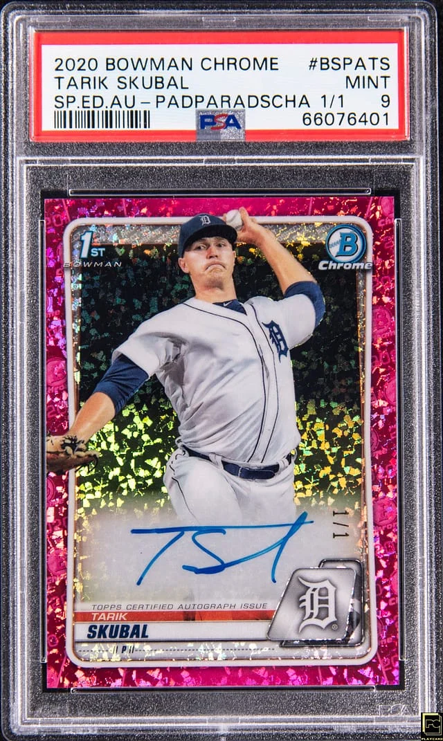 2020 Bowman Chrome Sapphire Tarik Skubal Edition Autographs Padparadscha #BSPA-TS card image