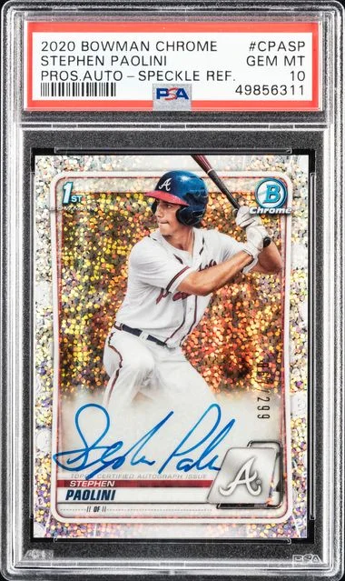 2020 Bowman Chrome Stephen Paolini Prospect Autographs Speckle Refractor #CPASP card image