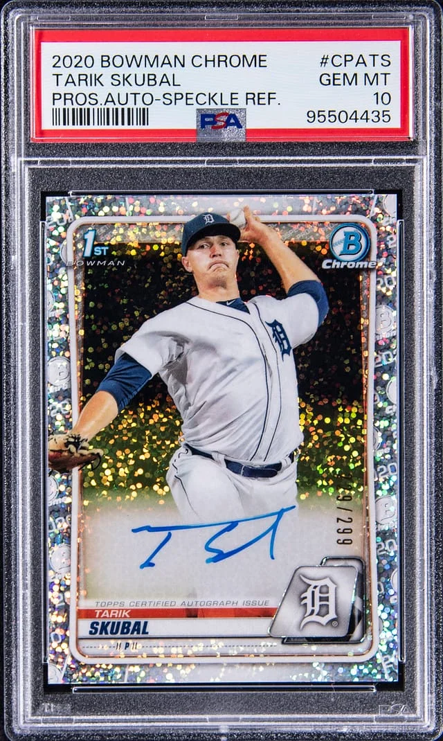 2020 Bowman Chrome Tarik Skubal Prospect Autographs Speckle Refractor #CPATS card image