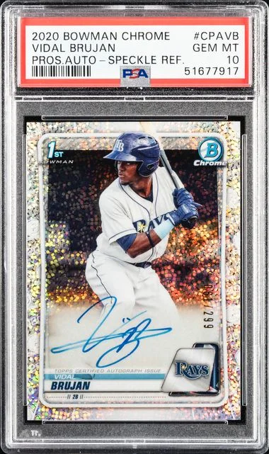 2020 Bowman Chrome Vidal Brujan Prospect Autographs Speckle Refractor #CPAVB card image