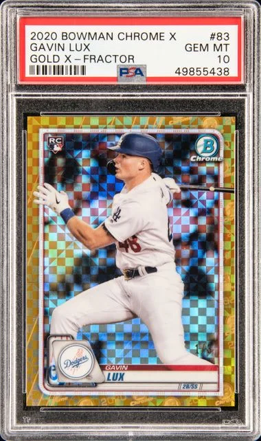 2020 Bowman Chrome X Gavin Lux Gold X-Fractor #83 card image