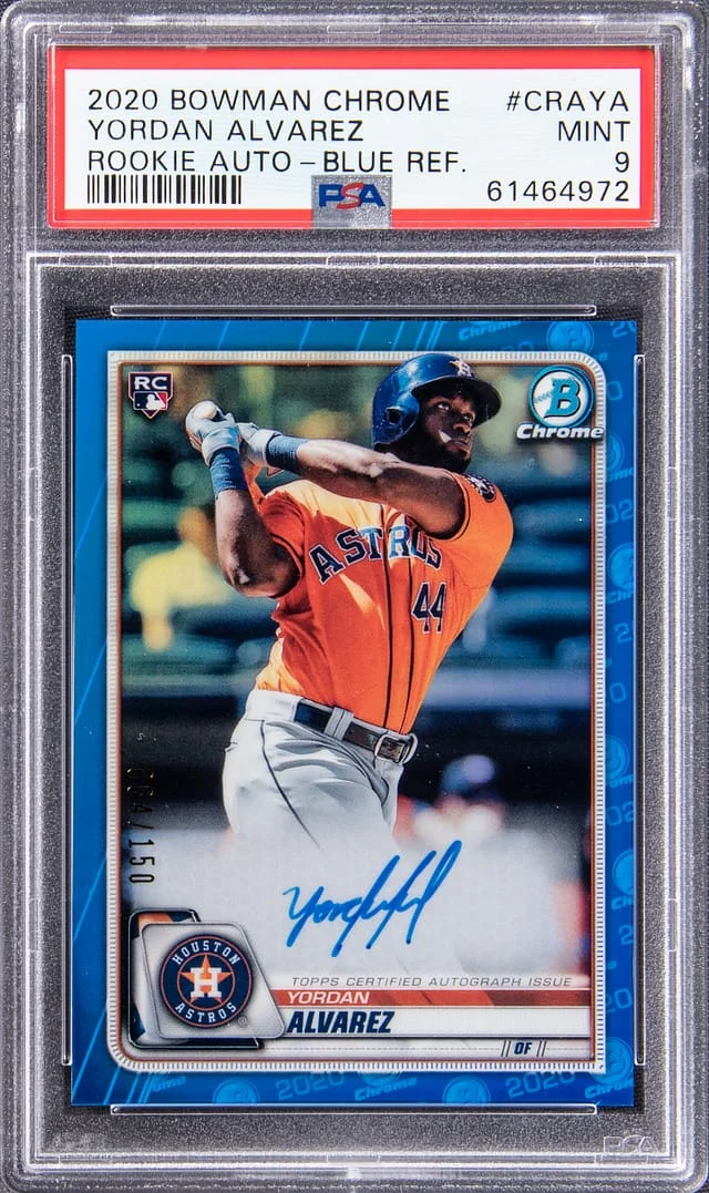 2020 Bowman Chrome Yordan Alvarez Autograph Blue Refractor #CRA-YA card image