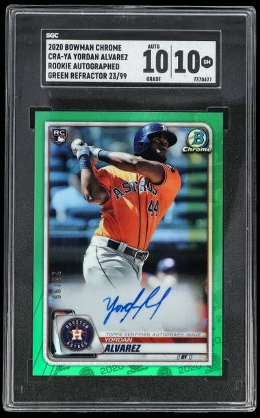 2020 Bowman Chrome Yordan Alvarez Autographs Gold Refractor #CRAYA card image